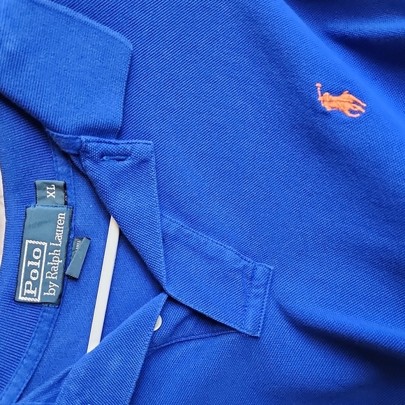 POLO RALPH LAUREN ROYAL BLUE WITH NEON ORANGE LOGO XL MEN'S POLO SHIRT - Picture 1 of 8